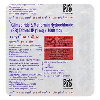 Isryl M1 Forte Tablet 15'S - Diabetes-Ant