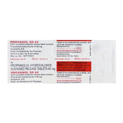 Provanol SR 60mg Tablet 10'S - Hypertension-Bet