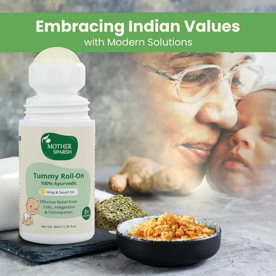 Mother Sparsh Ayurvedic Tummy Roll-On Liquid - Hing & Saunf Oil 40 ml - Creams, Lotions & Oils
