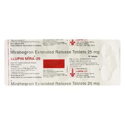 Mira 25mg Tablet 10'S - Bladder And Prostate Disorders-Dru