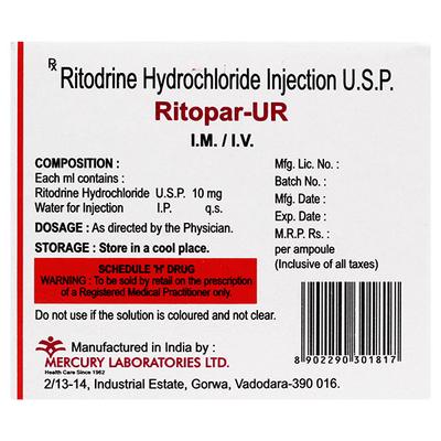 RITOPAR UR 10 Injection 1ml - Uterus Conditions-Dut