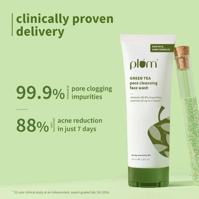 Plum Green Tea Pore Cleansing Face Wash - Acne Face Wash, Oily Skin Face Wash for Women & Men 100 ml - Face Wash & Cleansers