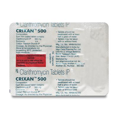 CRIXAN 500mg Tablet 10's - Bacterial Infections-Mac
