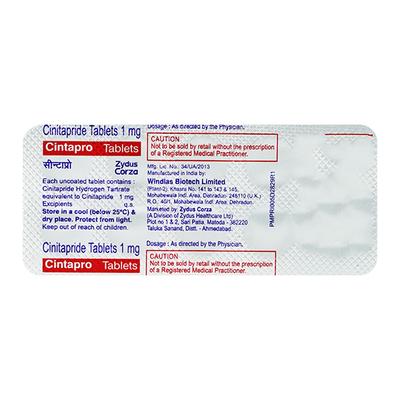 Cintapro 1mg Tablet 10'S - Gastro Intestinal Motility Disorders-GIT