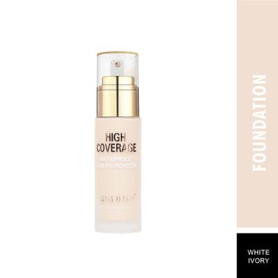 Swiss Beauty High Coverage Waterproof Base Foundation - (White Ivory) 55 gm - Foundation