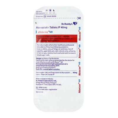 Atocor 40mg Tablet 15'S - High Cholesterol-Dys