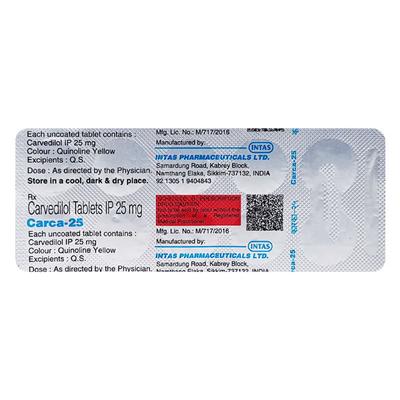 Carca 25mg Tablet 10'S - Hypertension-Bet