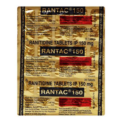 Rantac 150mg Tablet 30'S - Ulcer/Reflux/Flatulence-Aaa