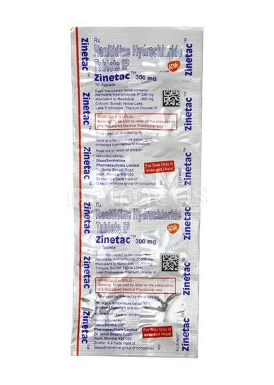Zinetac 300mg Tablet 10'S - Ulcer/Reflux/Flatulence-Aaa