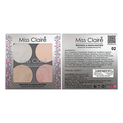 Miss Claire Bronze & Highlighter Makeup Studio Palette - 2 8 gm - Face Palettes