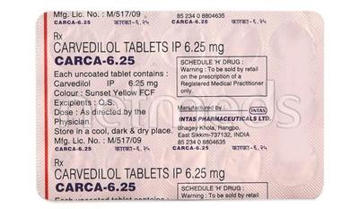 Carca 6.25mg Tablet 15'S - Hypertension-Bet