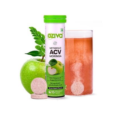 Oziva Apple Cider Vinegar Moringa Weight Loss, 3-In-1 Fat Oxidation Formula, No Sugar 15's - Apple Cider Vinegar - Acv