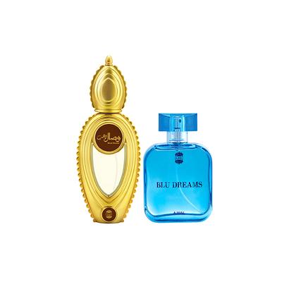 Ajmal Wisal Dhahab EDP Fruity Floral Perfume And Blu Dreams EDP Citurs Fruity Perfume 150 ml - Men Perfumes (Edt/Edp)