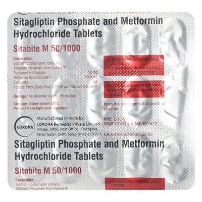 SITABITE M 50/1000 Tablet 15's - Diabetes-Ant
