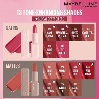 Maybelline New York Serum Lipstick (Matte) 8Hr Hydration + one-swipe bold color - 001 Crop Top 4.5 g - Lipsticks