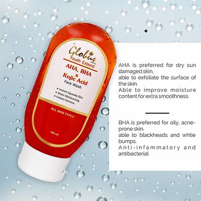 Globus Remedies Aha, Bha & Kojic Acid Face Wash 100 ml - Face Wash & Cleansers