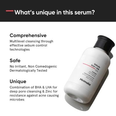 Minimalist Salicylic Acid + LHA 02 % Cleanser with oat extract , zinc , allantoin 100 ml - Face Washes