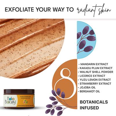 Boho Botanist Exfoliating Body Scrub - Mandarin& Kakadu Plum, Niacinamide, Vit C, Tan Removal 200 gm - Scrubs & Exfoliants
