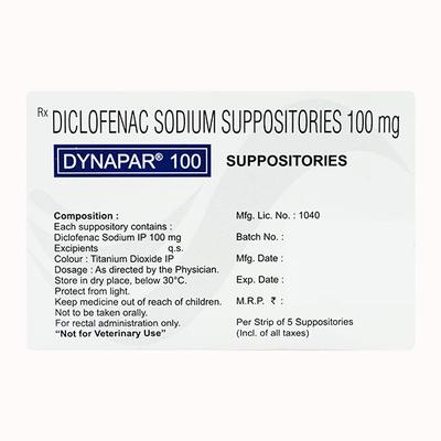 DYNAPAR 100mg Suppositories 5's - Pain relief-Nsa