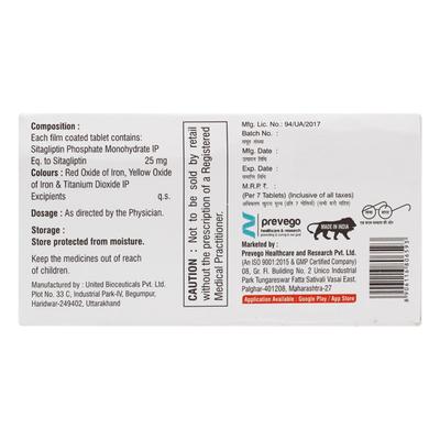 SITAGLIVAC 25 Tablet 7's - Diabetes-Ant