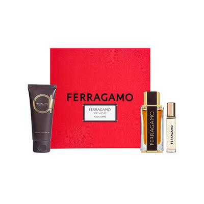 Salvatore Ferragamo Spicy Leather (Eau De Parfum 100ml + Shampoo & ShowerGel 100ml + Pen Spray 10ml) 1's - Men Perfumes (Edt/Edp)