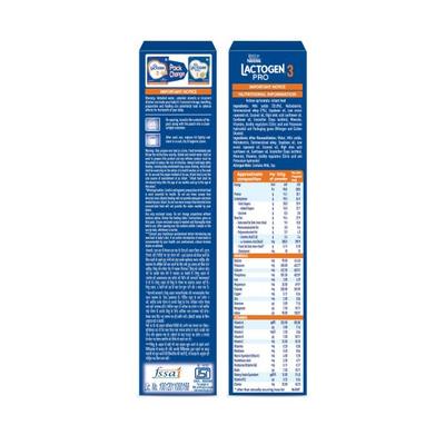 Nestle LACTOGEN PRO 3 Follow Up Formula with Whey Protein, Iron, Vitamin A, C & D (After 12 Months Upto 18 Months) Powder 400 g - Baby And Infant Supplements