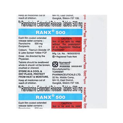 Ranx 500mg Tablet 15'S - Angina