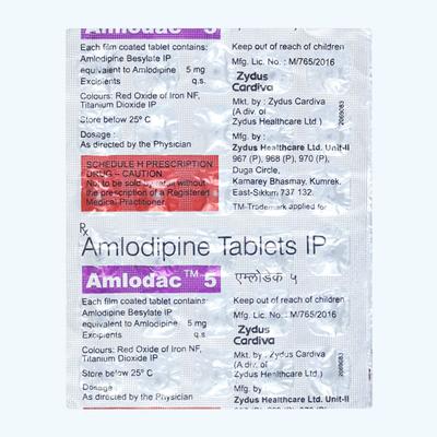 Amlodac 5mg Tablet 30'S - Hypertension-Cal