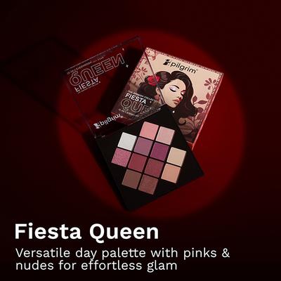 Pilgrim Eyeshadow Fiesta Queen 12-in-1 Highly Pigmented Shades For The Ultimate Glam 24 gm - Eyeshadow, Bases & Primers