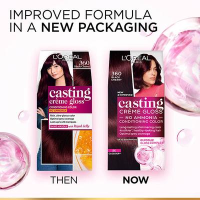 L'Oreal Paris Casting Creme Gloss Hair Color, Conditioning Color 360 Black Cherry 87.5gm + 72ml 1's - Crème