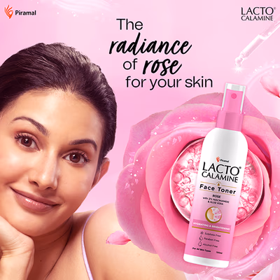 Lacto Calamine Rose Water Toner for Glowing Skin with Aloe Vera and 2% Niacinamide 120 ml - Toners