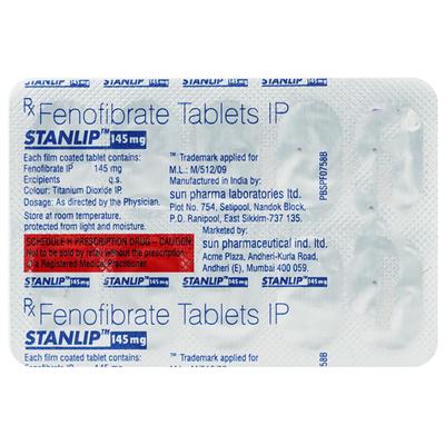 Stanlip 145mg Tablet 10'S - High Cholesterol-Dys