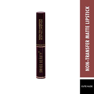 Swiss Beauty Non-Transfer Matte Lipstick - (Cute Nude) 2 gm - Lipsticks