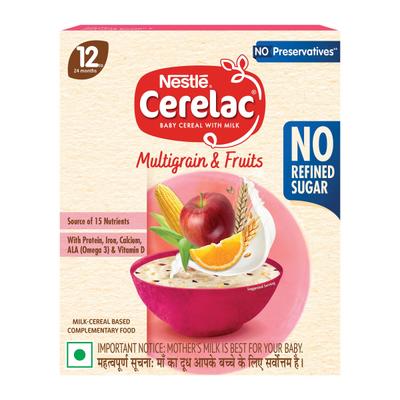 Nestle Cerelac Baby Food Cereal No Refined Sugar No Preservatives - Multigrain & Fruits (For 12 to 24 Months Baby) 300 g - Baby And Infant Supplements