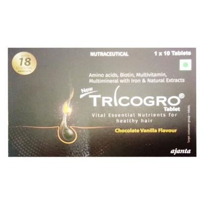 TRICOGRO NEW CHOCOLATE AND VANILLA FLAVOUR Tablet 10's - Supplements-Cal