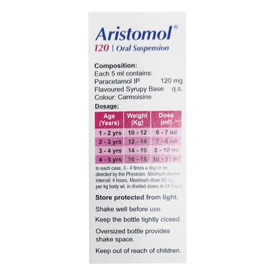 ARISTOMOL 120 Oral Suspension 60ml - Fever-Ana