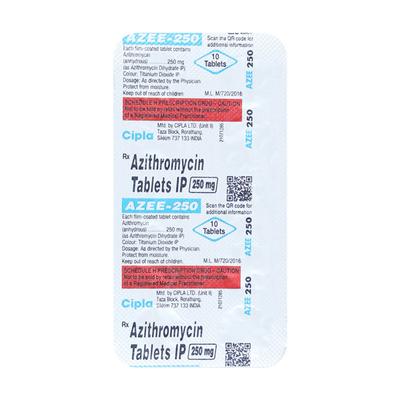 Azee 250mg Tablet 10'S - Bacterial Infections-Mac