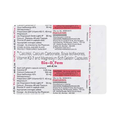 BIO D3 FEM Soft Gelatin Capsule 15's - Supplements-Cal