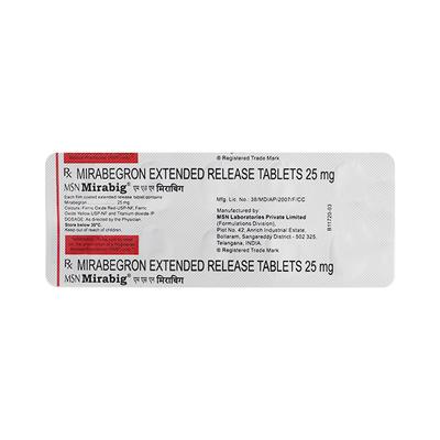 MSN Mirabig 25mg Tablet 10'S - Bladder And Prostate Disorders-Dru