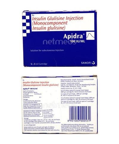 Apidra 100IU Cartridge 1X3ml - Diabetes-Ins