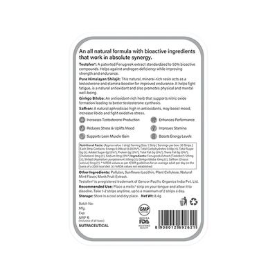 Wellbeing Nutrition Melts Testo Power Testofen, Himalayan Shilajit, Ginkgo biloba 30 Strips - Sexual Care