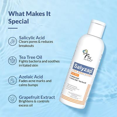Fixderma 2% Salicylic Acid Salyzap Body Wash For Body Acne, Back, Shoulders, Arms Acne (100 ml) - Shower Gels & Body Wash