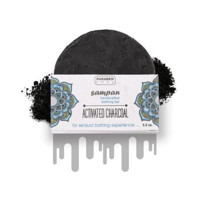 Sampan Handcrafted Glycerine Bathing bar Charcoal 100 gm - Soaps