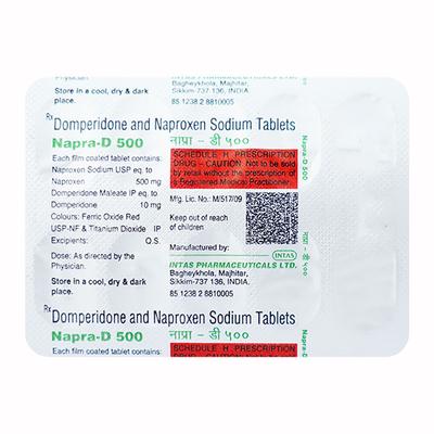 Napra D 500mg Tablet 10'S - Pain relief-Nsa
