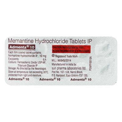 Admenta 10mg Tablet 10'S - Alzheimer-Neu