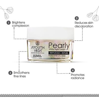 Ayouthveda Pearly White Night Cream 50 gm - Face Creams