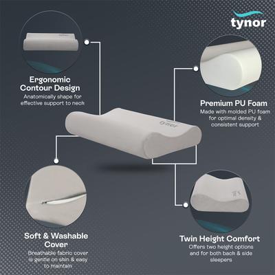 Tynor Contoured Cervical Pillow - Grey (One Size Fits All) (B 19) - Others Ortho Supports