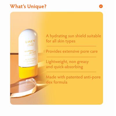 LISEN Soothing Shade SPF 50 + PA +++ Sunscreen with Anti Pore-Dex Complex, non-Greasy 60 ml - Face Sunscreen