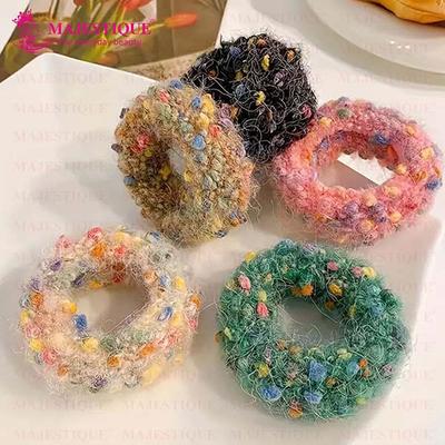 Majestique Soft Stretchable Hair Rubber Band Hair Ties Ponytail Holder Hair Scrunchies Head Band - Multicolor 5's - Hair Clips/Bands