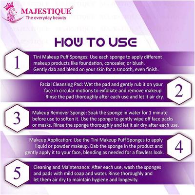 Majestique Makeup and Cleansing Set, Perfect for All Skin Types - 3Pcs/Multicolor 1's - Sponges & Applicators